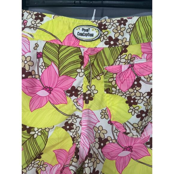 Vtg Point Conception Board Shorts Womens Small Pink Yellow Floral Swim True Y2k - Picture 5 of 11